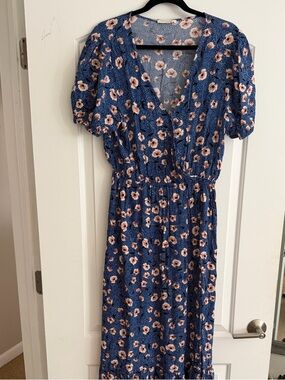 lovestitch Navy Floral V-Neck Maxi Dress